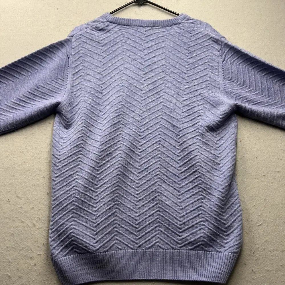 Monte Carlo V Neck Sweater Mens 40 Gray Wool Blend Chevron‎ Knit Pullover